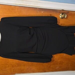 Beachsissi Black Long Sleeve Ruffle Hem Dress Small NWT Stretch